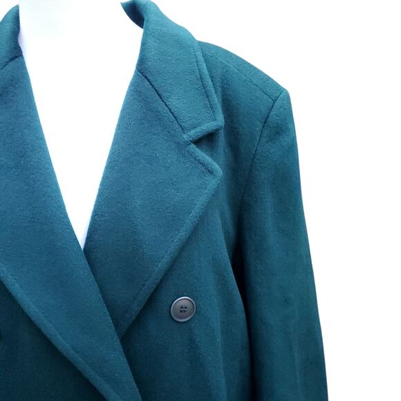 Vintage Forecaster Green Wool  Double Breasted Winter Trench Coat 13 /14 Petite - Picture 13 of 16